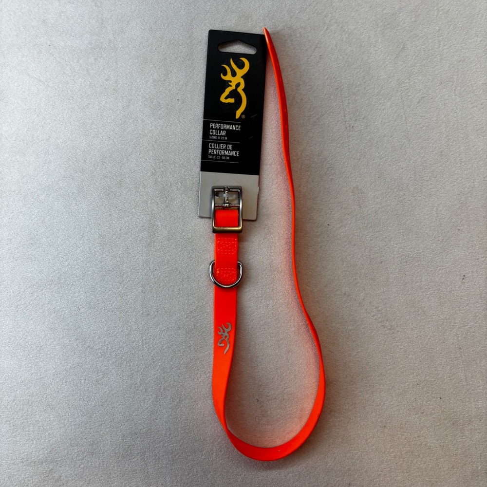 Browning Performance Dog Collar Pet 9-22in Blaze Orange Waterproof Cut-to-Fit
